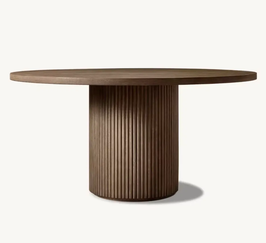 Table à manger ronde Saulieu en chêne, vue 6 sur 6