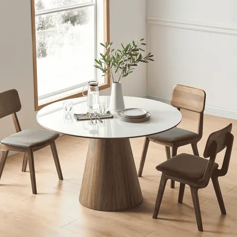 Table à manger ronde Sommières en noyer — tables à manger