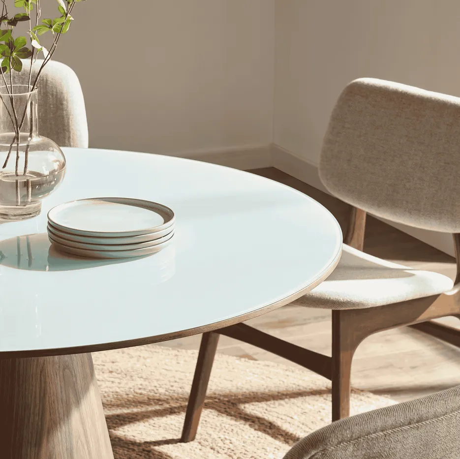 Table à manger ronde Sommières en noyer, vue 5 sur 6