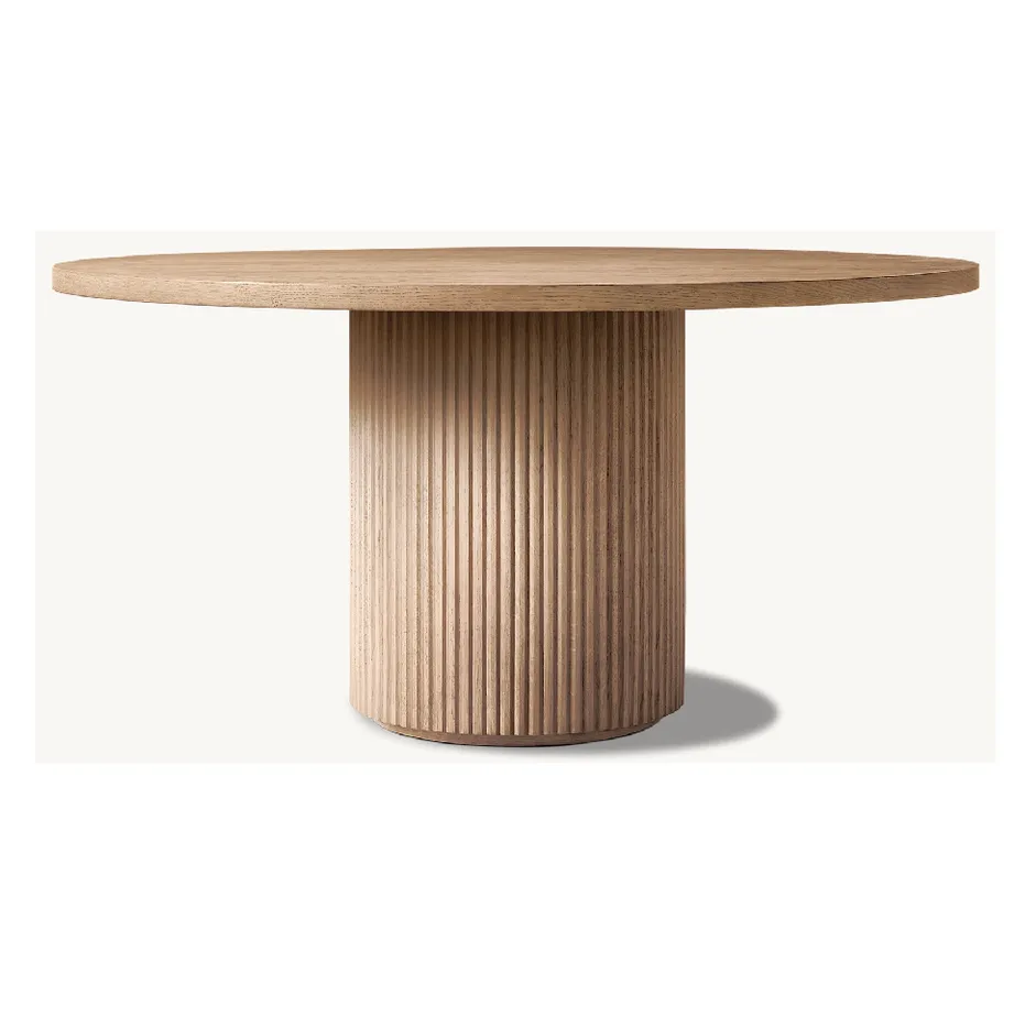 Table à manger ronde Tournon en chêne, vue 2 sur 5