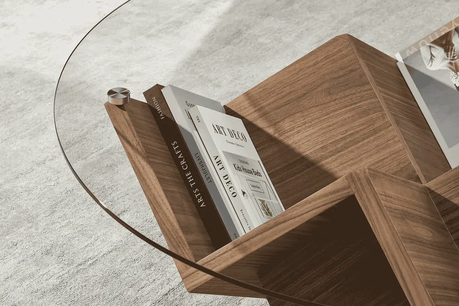 Table basse Chantilly en noyer, vue 4 sur 6