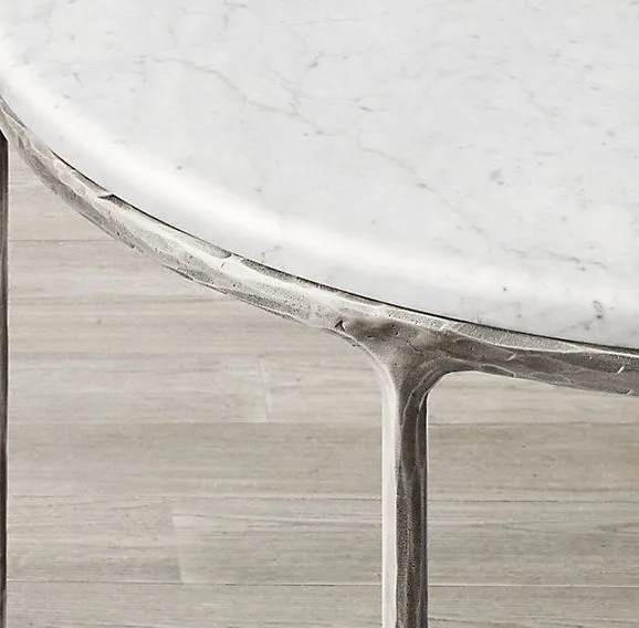 Table basse Cordon en bois massif et marbre, vue 2 sur 6