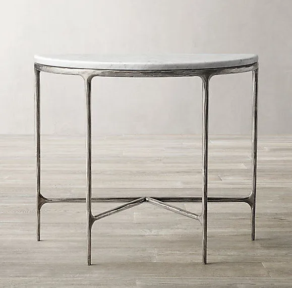 Table basse Cordon en bois massif et marbre, vue 3 sur 6