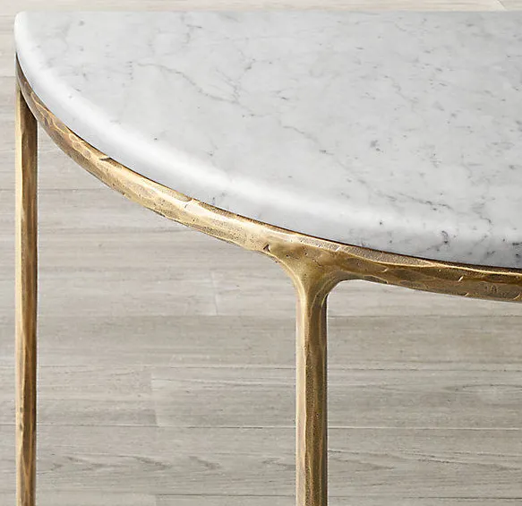 Table basse Cordon en bois massif et marbre, vue 4 sur 6