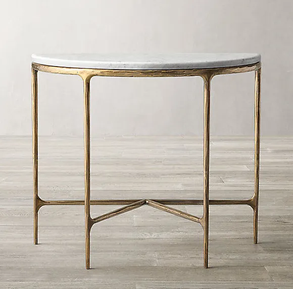 Table basse Cordon en bois massif et marbre, vue 5 sur 6