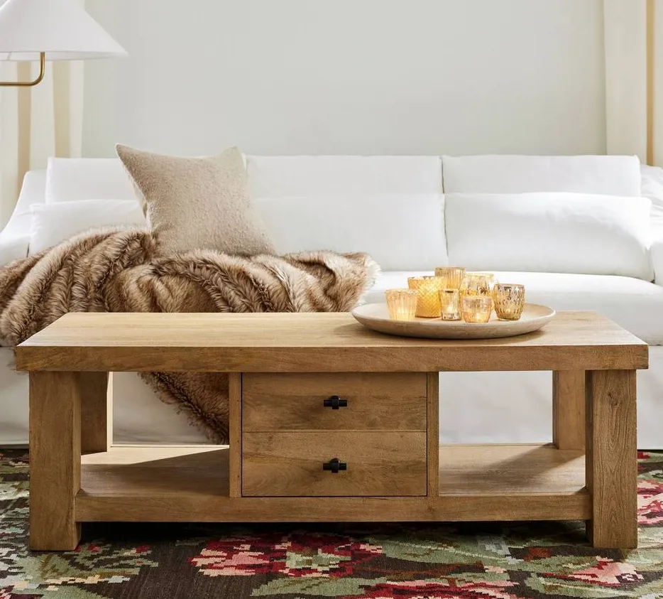 Table basse Manosque en bois massif noir, vue 2 sur 5
