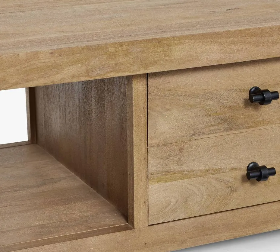 Table basse Manosque en bois massif noir, vue 4 sur 5