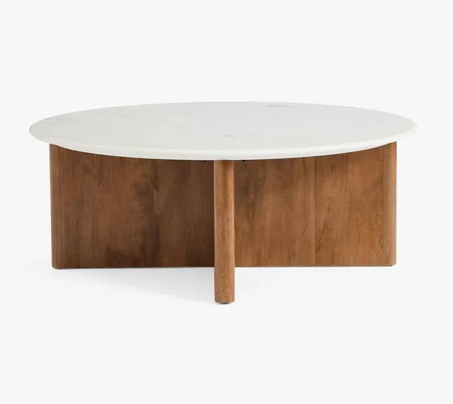 Table basse Moustiers en marbre blanc — tables basses et d'appoint