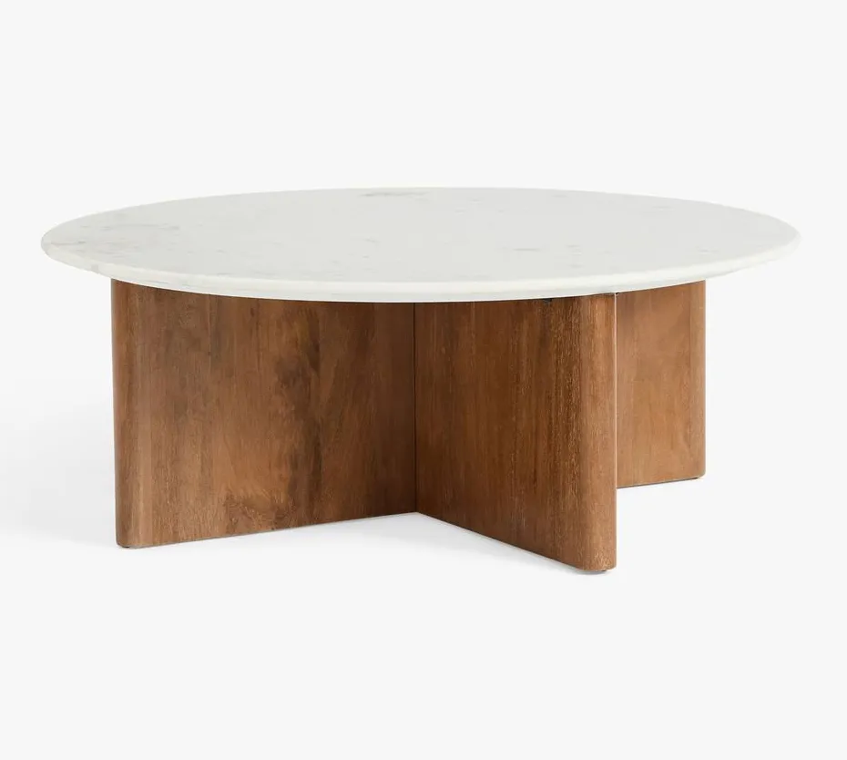 Table basse Moustiers en marbre blanc, vue 3 sur 4