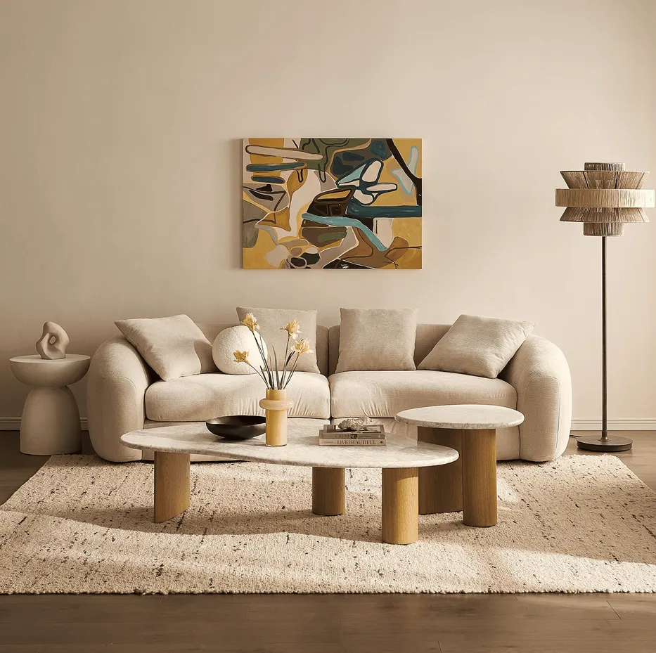 Table basse Quimper en marbre blanc, vue 4 sur 5
