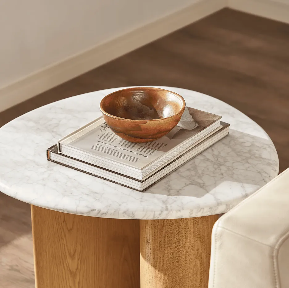 Table basse Quimper en marbre blanc, vue 5 sur 5