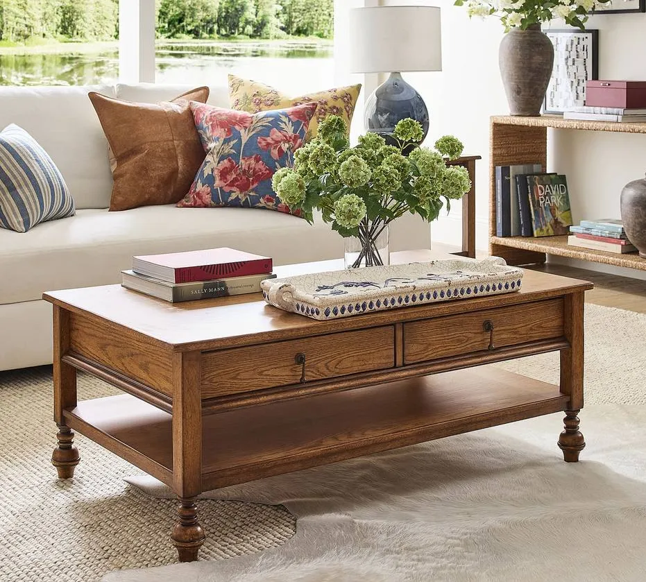 Table basse Riez en placage de chêne blanc, vue 4 sur 4
