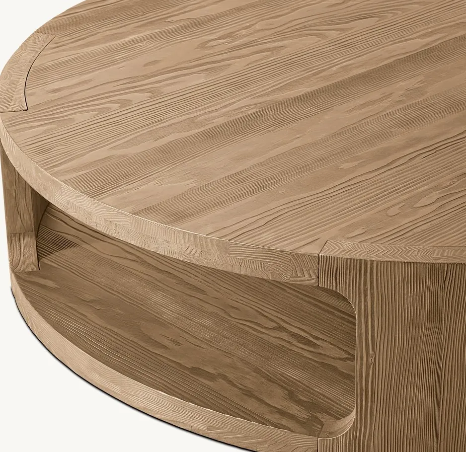 Table basse ronde Agde rustique, vue 3 sur 4