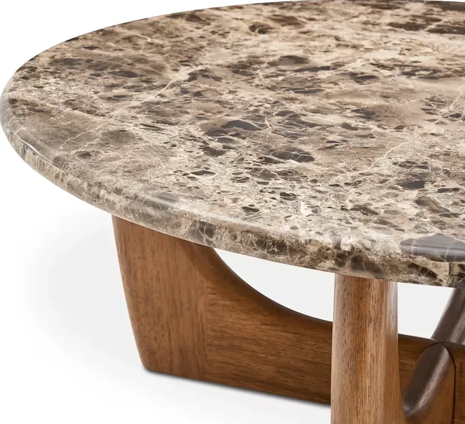 Table basse ronde Annecy en marbre, vue 5 sur 6