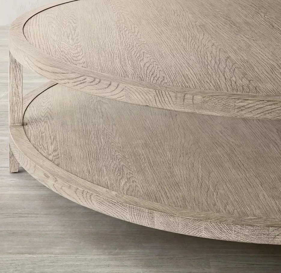 Table basse ronde Ascain en chêne, vue 2 sur 6
