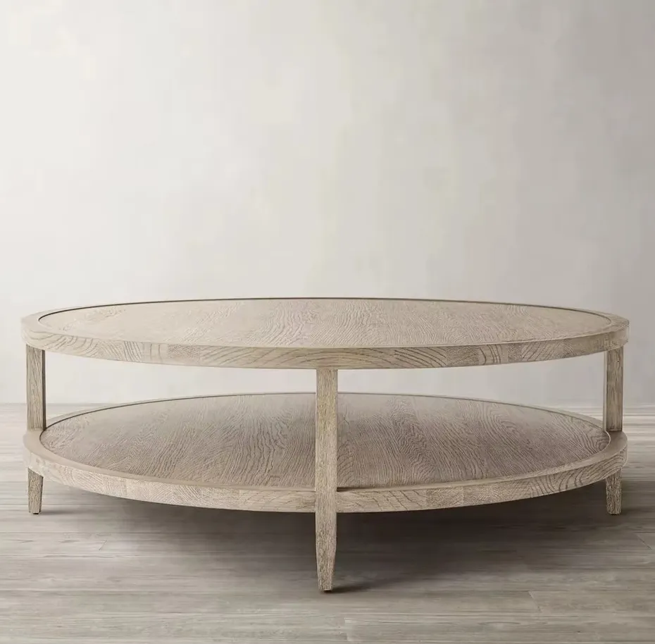 Table basse ronde Ascain en chêne, vue 5 sur 6