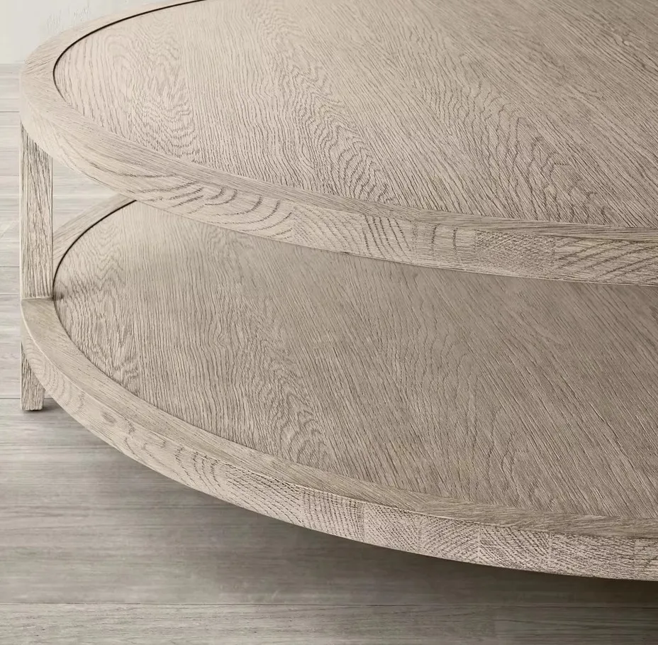 Table basse ronde Ascain en chêne, vue 6 sur 6