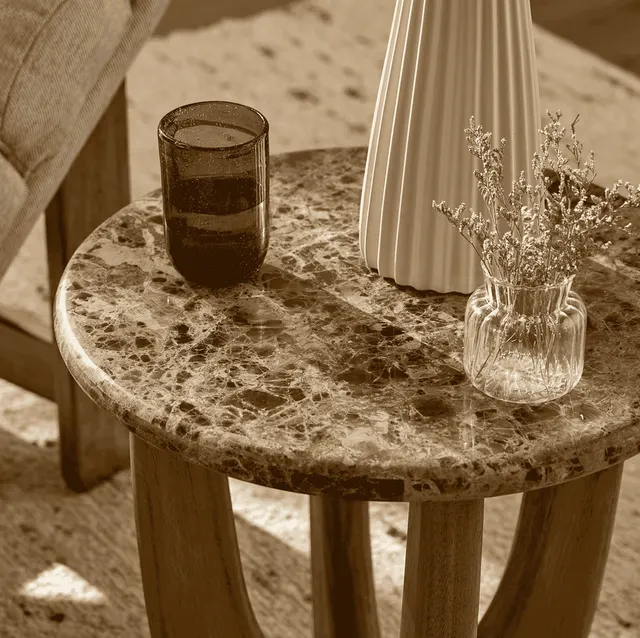 Table basse ronde Barbizon en marbre — tables basses et d'appoint