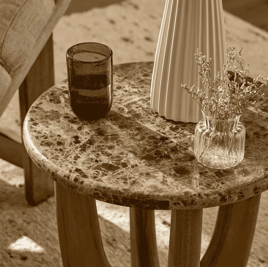 Table basse ronde Barbizon en marbre, collection tables basses et d'appoint ELWOOD HOME