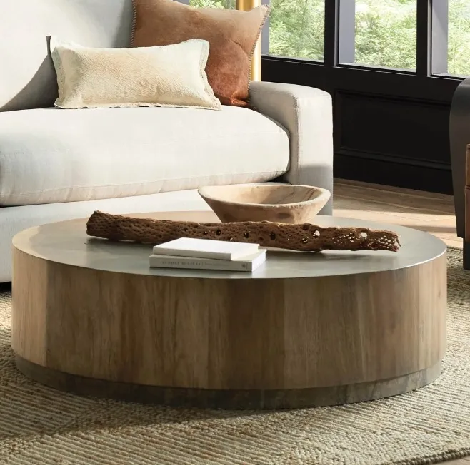 Table basse ronde Biscarrosse en bois massif, collection tables basses et d'appoint ELWOOD HOME