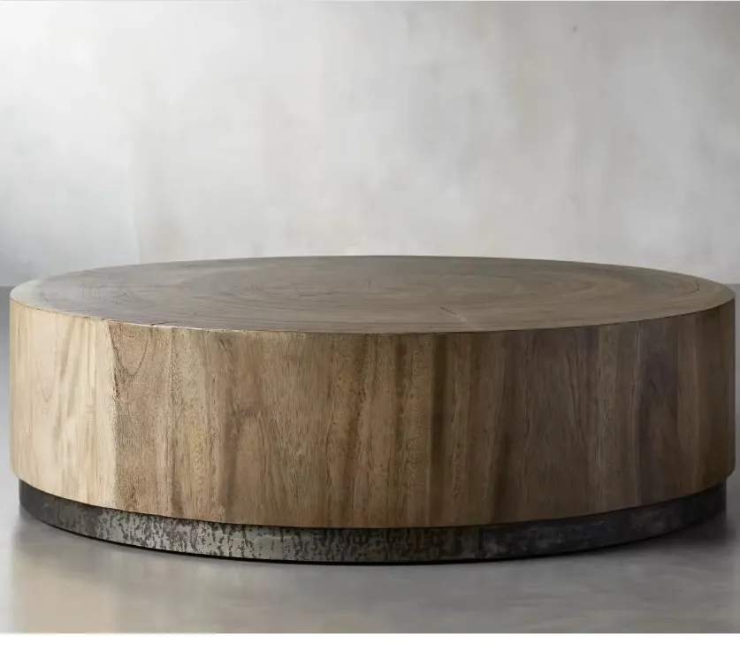 Table basse ronde Biscarrosse en bois massif, vue 5 sur 6