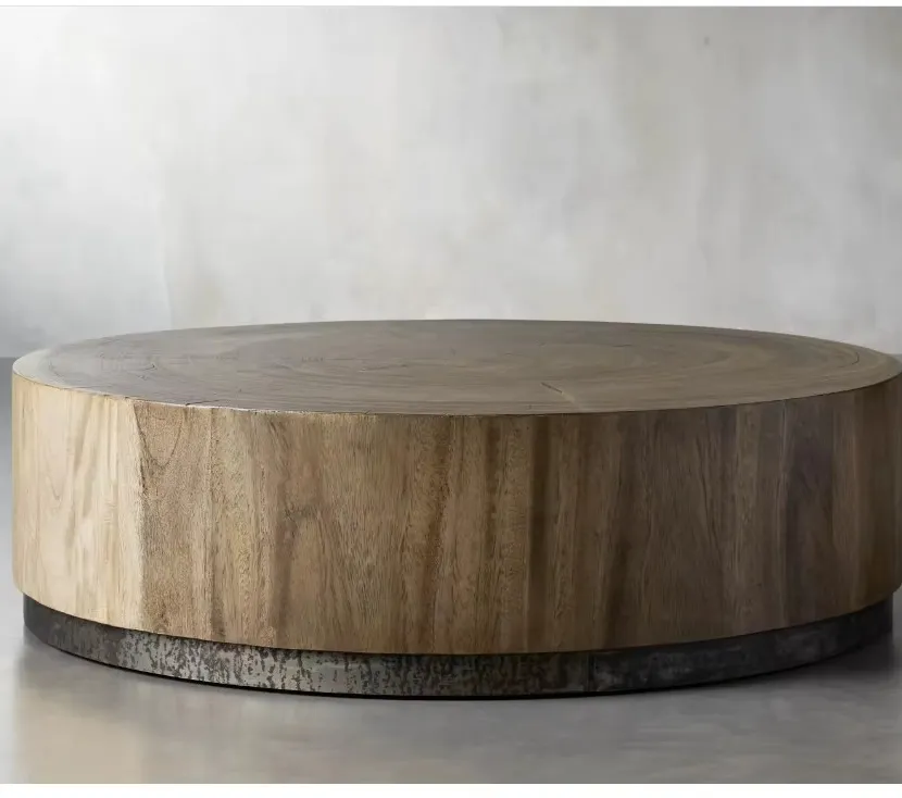 Table basse ronde Biscarrosse en bois massif, vue 6 sur 6