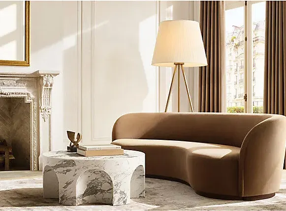 Table basse ronde Castillon en travertin — tables basses et d'appoint