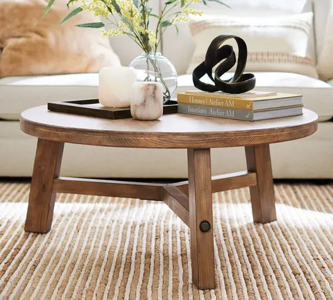 Table basse ronde Cauterets en chêne — tables basses et d'appoint