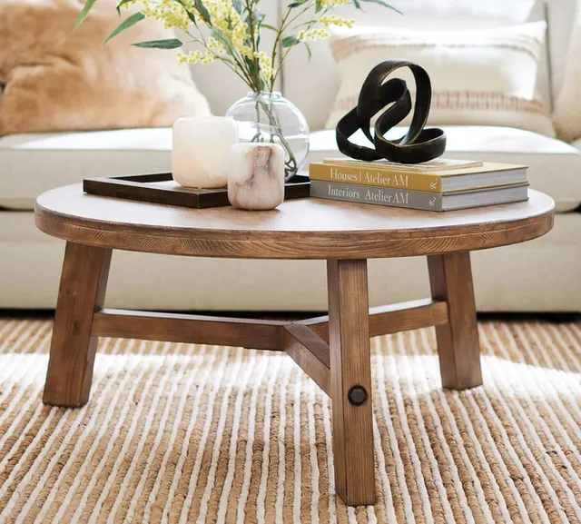 Table basse ronde Cauterets en chêne — tables basses et d'appoint