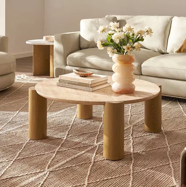 Table basse ronde Cordon scandinave — tables basses et d'appoint
