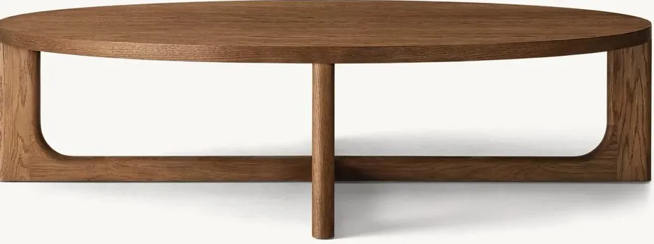 Table basse ronde Espalion en chêne, vue 2 sur 6