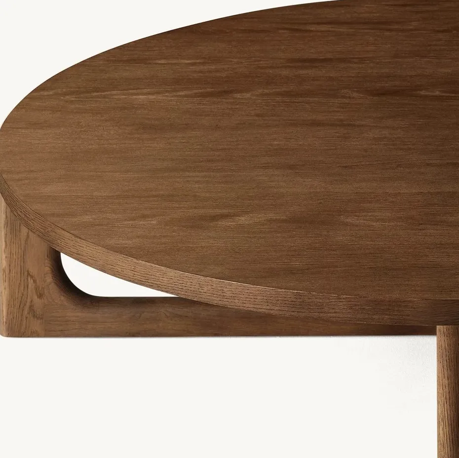 Table basse ronde Espalion en chêne, vue 3 sur 6