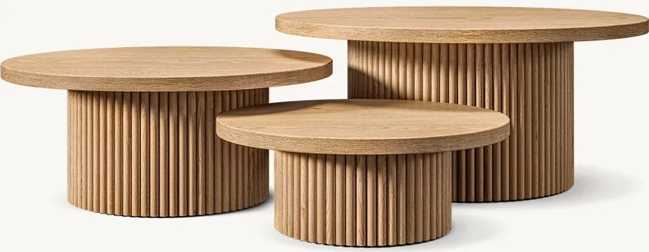 Table basse ronde Foix en chêne, vue 3 sur 4