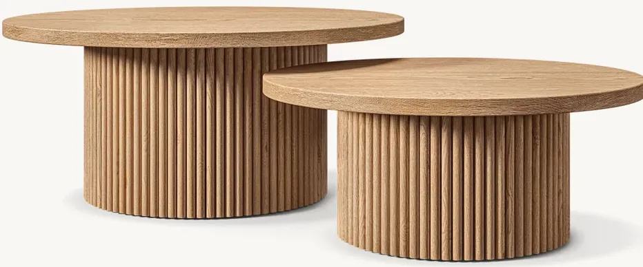 Table basse ronde Foix en chêne, vue 4 sur 4