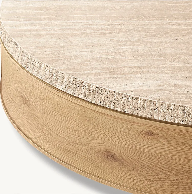 Table basse ronde Gap en travertin, vue 4 sur 6