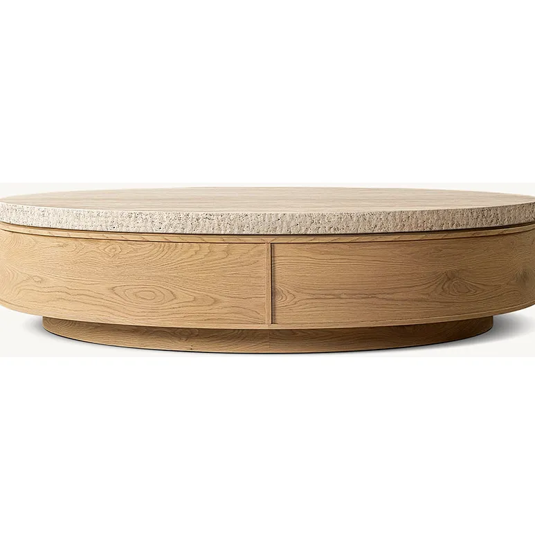 Table basse ronde Gap en travertin, vue 5 sur 6