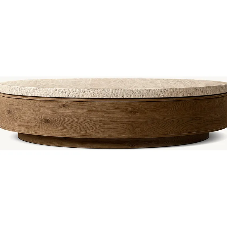 Table basse ronde Gap en travertin, vue 6 sur 6