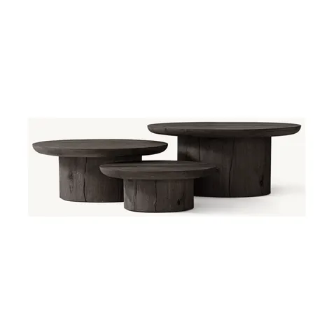 Table basse ronde Hossegor en bois massif noir — tables basses et d'appoint