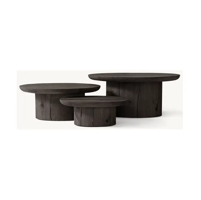 Table basse ronde Hossegor en bois massif noir — tables basses et d'appoint