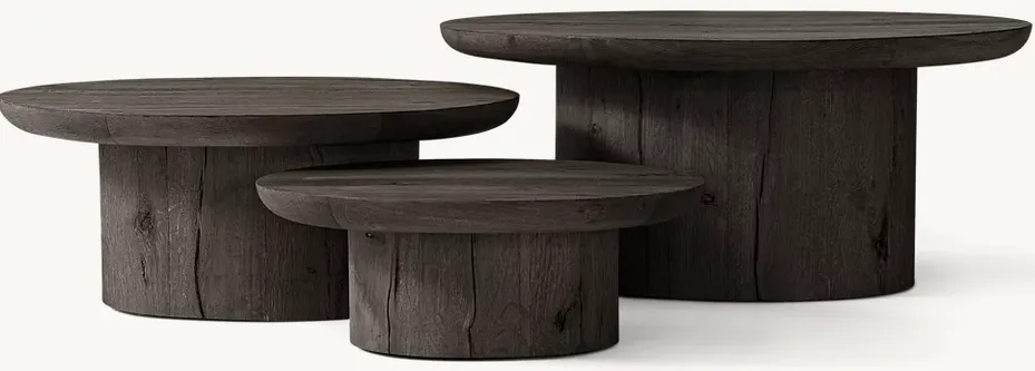 Table basse ronde Hossegor en bois massif noir, vue 2 sur 6