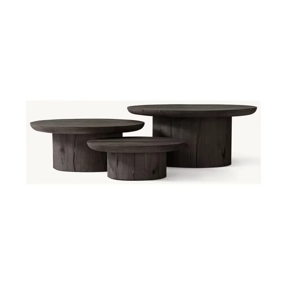 Table basse ronde Hossegor en bois massif noir, vue 4 sur 6