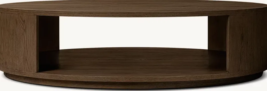 Table basse ronde Lorgues en chêne, vue 3 sur 5