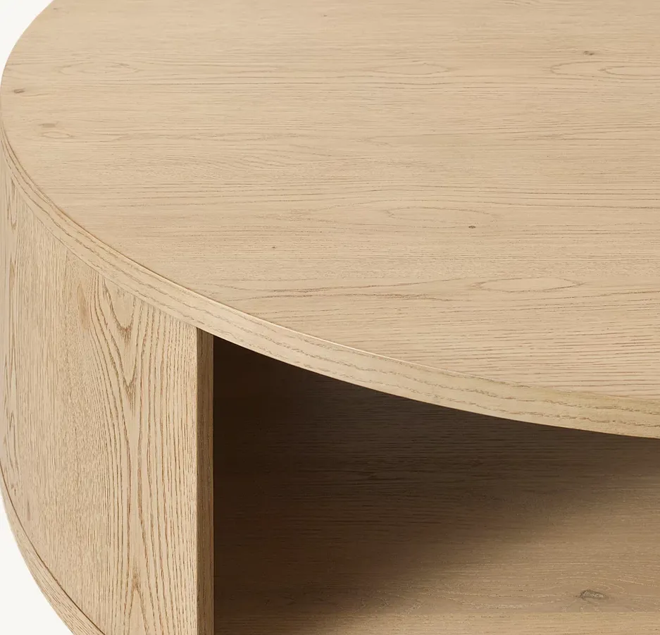 Table basse ronde Lorgues en chêne, vue 5 sur 5