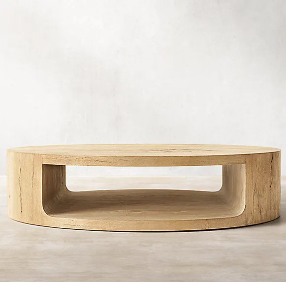 Table basse ronde Pau en chêne, collection tables basses et d'appoint ELWOOD HOME