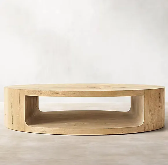 Table basse ronde Pau en chêne, vue 5 sur 6