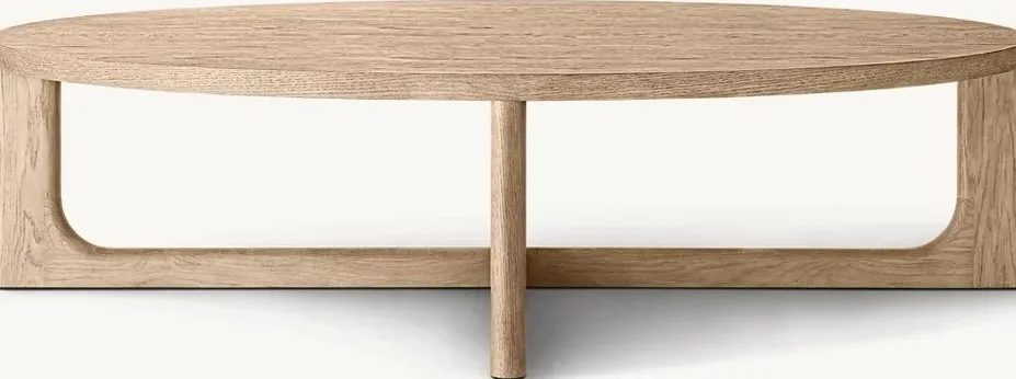 Table basse ronde Rochefort en chêne, vue 2 sur 6