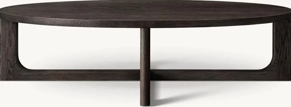 Table basse ronde Rochefort en chêne, vue 4 sur 6