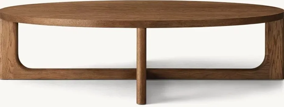 Table basse ronde Rochefort en chêne, vue 5 sur 6