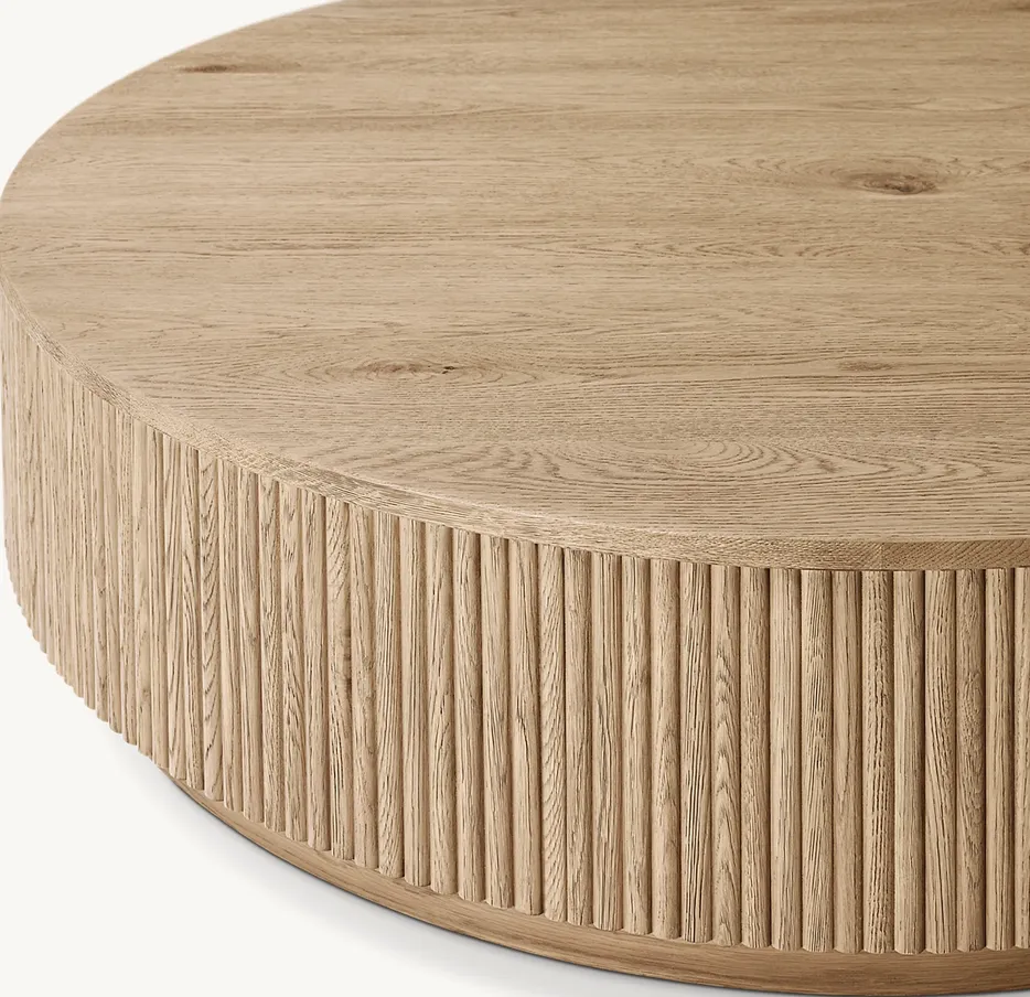 Table basse ronde Saorge en chêne, vue 2 sur 4