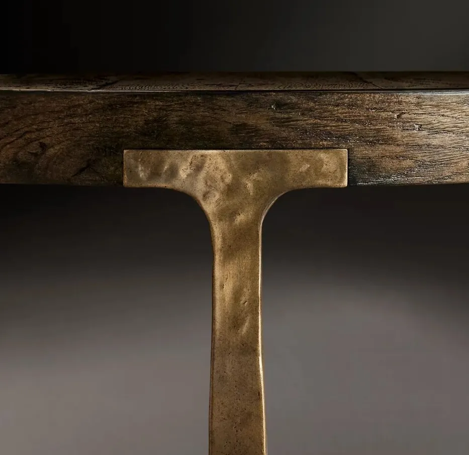 Table basse ronde Sarlat en chêne, vue 3 sur 6